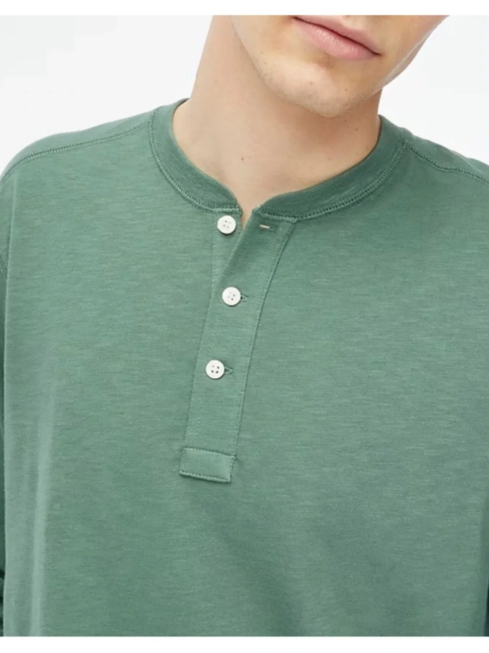 NWT J. Crew Long sleeve Green Slub Cotton Henley Men's Sz L - NEEDS WASH